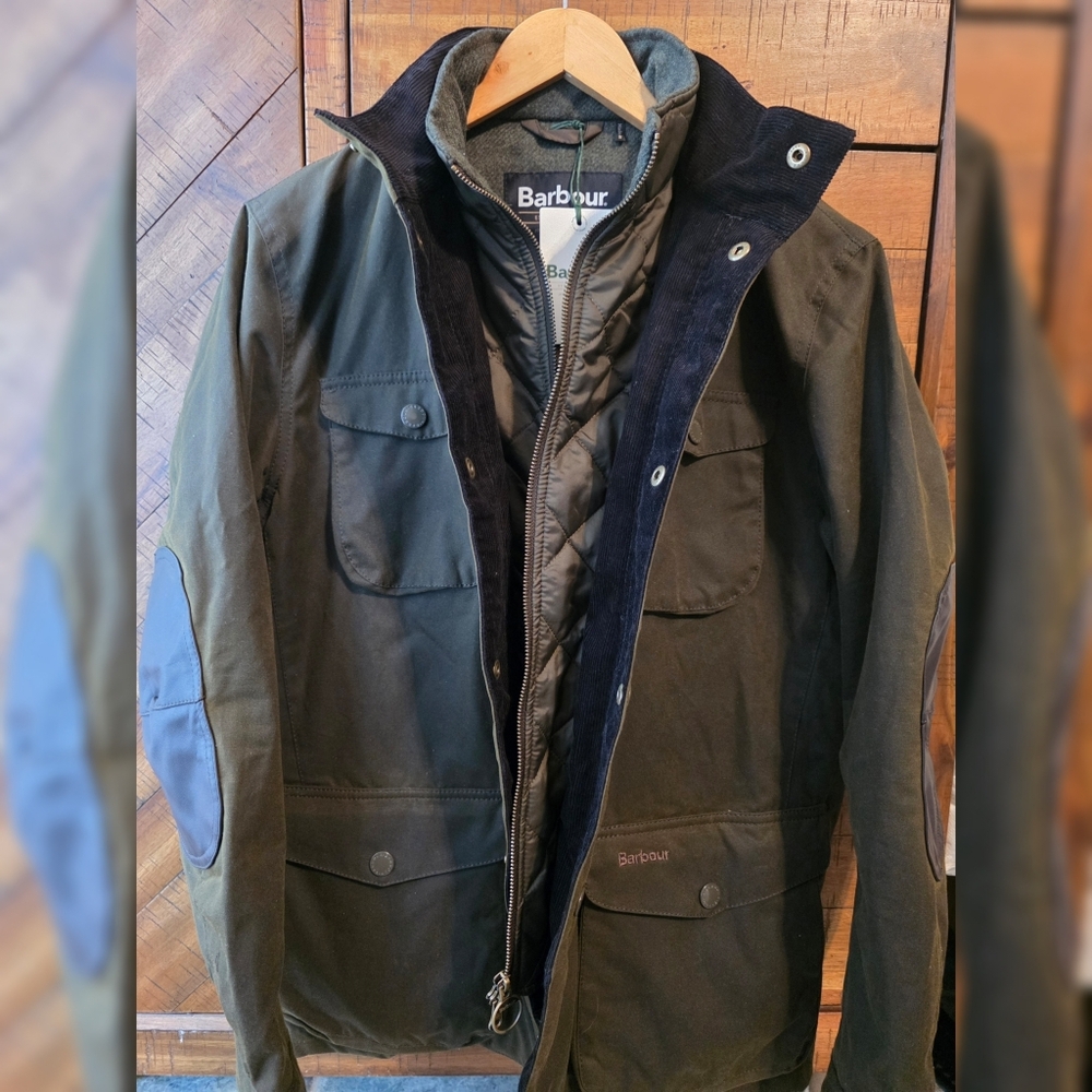 NWT! Barbour Ogston Wax Jacket in Olive Sz. Medium